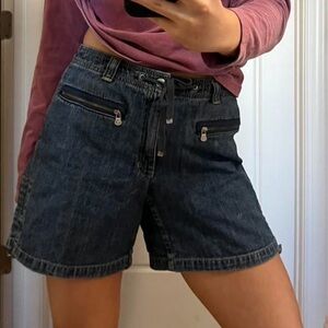Liz Claiborne Dark Blue Jean Shorts with Zipper Accents